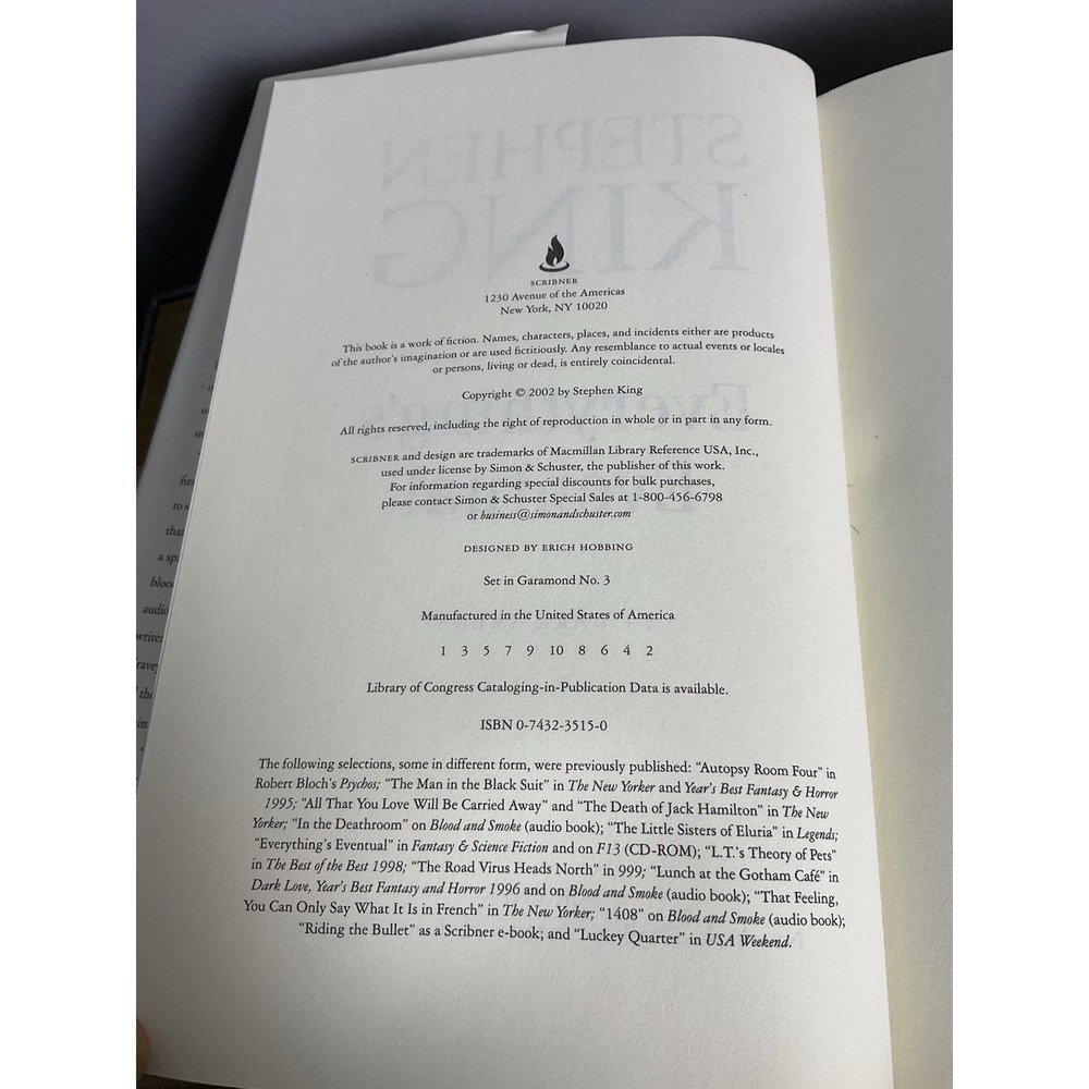 Stephen King EVERYTHINGS EVENTUAL 1st Edition 1st Print Scribner 2002